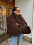 Fashionkova Women Elegant Solid Plush Faux Fur Short Coats Fashion Lapel Full Sleeves Thick Jacket Autumn 2024 Winter Female Casual Outwear