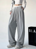 Fashionkova HOUZHOU Wide Leg Sweatpants for Women Sport Pants Casual Sportswear Oversize Gray Trousers Gym Female Korean Streetwear