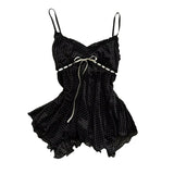 FashionKova-Emo Girl Gothic Punk Rock Aesthetic Women's Crop Top Sexy Slim Chic Solid Color Lace Camisole Tops Harajuku Retro Y2K Streetwear