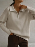 Fashionkova Christmas Gift outfit  Autumn Winter Simple Casual Polo Collar Knitted Pullover Sweate Office Lady Fashion Warm Top Women Knitted Long Sleeves