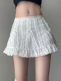 Y2k Coquette Kawaii Lace White Mini Skirt Sweet Girls Party Preppy Style Fairy Japanese Harajuku Cute Short Skirt 2024