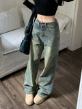 Fashionkova Deeptown Y2k Baggy Wide Leg Jeans Women Vintage Streetwear Washed Denim Pants Grunge Basic Slouchy Blue Trousers Femme Autumn