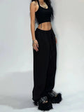 Fashionkova Deeptown Casual Gray Sweatpants Women Wide Leg Black Joggers Classic Baggy Streetwear Oversized Sports Female Trousers All-match