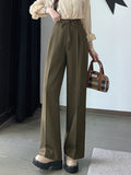 Fashionkova High Waist Wide Leg Pants Women New Arrival 2023 Autumn Korean Style Solid Color All-match Office Lady Elegant Trousers W1359