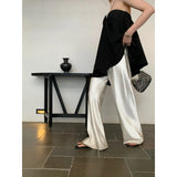 Fashionkova Satin Wide Leg Pants Long Floor Casual Pants Women's Summer