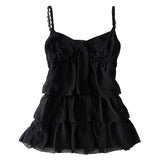 FashionKova-Emo Girl Gothic Punk Rock Aesthetic Women's Crop Top Sexy Slim Chic Solid Color Lace Camisole Tops Harajuku Retro Y2K Streetwear