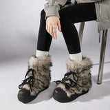 Fashionkova 2024 Women Snow Boots Outdoor Thick Bottom Snow Shoes Women Warm Fur Ankle Boots Shoes Anti Slip Snow Booties