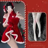 Fashionkova Christmas outfit Christmas Sexy Plush Dress Bunny Girl Uniform Cosplay Costume Velvet New Year Red Nightdress Role Play Outfits Underwear Girl