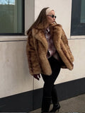 Fashionkova Christmas Gift Outfit Luxury Lapel Women Street Faux Fur Jacket Winter Thickened Long Sleeve Cardigan Coats 2025 New Female Fluffy Party Chic Overcoat