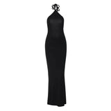 Fashionkova Dark Temptress Backless Maxi Dress