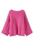 Fashionkova Oversize Twist Sweater Women Chic Turtleneck Long Lantern Sleeve Knitted Street Pullover Holiday Casual Lady Jumper Top Knitwear