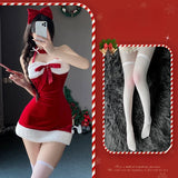 Fashionkova Christmas outfit Christmas Cosplay Costume Sexy Women Dress Sleeveless  Short Skirt Christmas Party Night Dresses New Year Christmas Costume