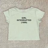 FashionKova-Vintage Harajuku Aesthetic Grunge Punk Y2K Print Baby Tee Emo Girl Casual Fashion Crop Tops Sexy Slim Fit Chic O-Neck Streetwear