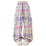 Fashionkova Soft Girl Plaid Cargo Pants