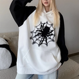 Fashionkova Spider Web Print Oversized Hoodie