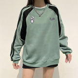 Fashionkova Vintage Contrast Color Patchwork Sweatshirt