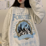Fashionkova Vintage Mountains Graphic Oversized Sweatshirt