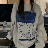 Fashionkova Vintage Patch Oversize Pullover Graphic Sweatshirt