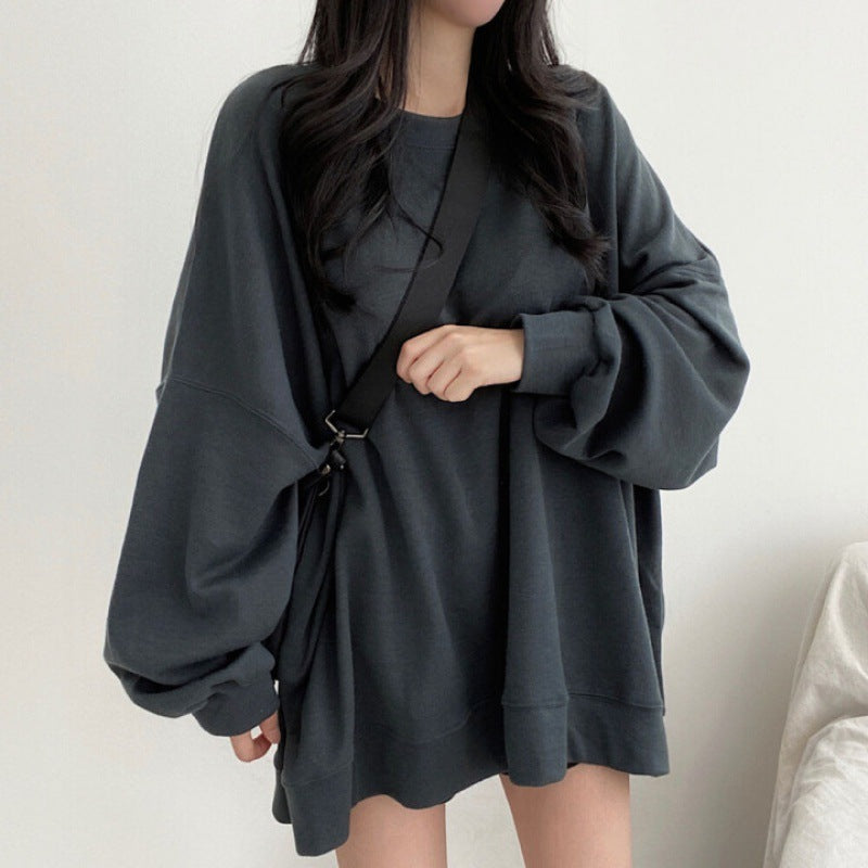 Fashionkova Vintage Solid Color Oversized Sweatshirt