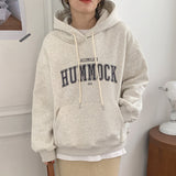 Fashionkova Vintage Letter Print Loose Hoodie