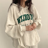 Fashionkova Vintage Letter Printed Oversized Hoodie