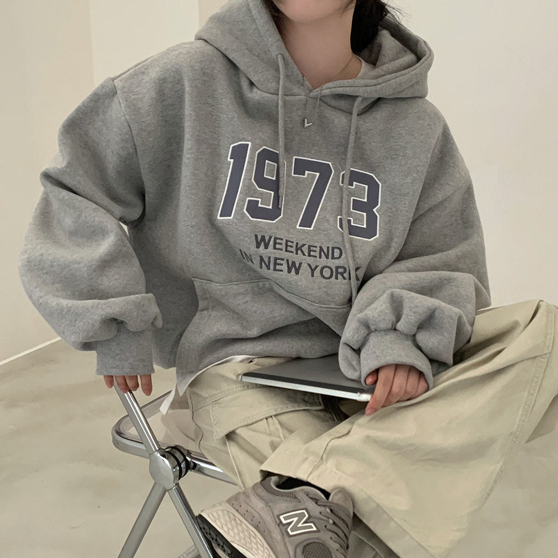 Fashionkova Vintage Solid Color Letter Embroidered Hoodie
