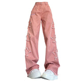 Fashionkova Y2K Pink Star Jeans