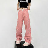 Fashionkova Y2K Pink Star Jeans