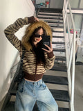 FashionKova-Harajuku Zip Up Hoodies Winter Clothes Slim Streetwear Vintage Korea Punk Coats Emo Girl Fox Fur Sweatshirts Y2k Knit Hoodie Top
