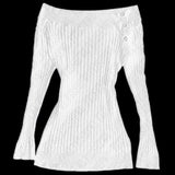 FashionKova-back to school outfit Y2K Harajuku Retro Women's Autumn Winter Knitted Sweater Sexy Slim Chic One-shoulder Neck Pullover Gothic Punk Aesthetic Clothes