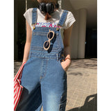 Fashionkova  Party Outfit  Women's High Waisted Straight Denim Jumpsuit Classic Vintage Overalls Fashion Girl Wide Leg Pants Female Baggy Rompers Trouser