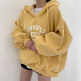 Fashionkova Vintage Letter Print Half Zip Oversized Hoodie