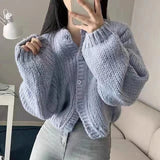 Fashionkova Gidyq Autumn Women Cardigan Sweater Fashion Korean All Match Loose Knitted Coats Casual Female Streetwear Cropped Jacket New ootd