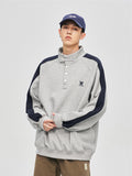 Fashionkova Christmas Gift outfit  Autumn Letter Print Stand Collar Polo Sweatshirts Hombre Colorblock Vintage Button Pullover Hoodies Baggy Y2K Streetwear Clothes