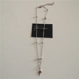 Fashionkova Punk Cross Star Natural Stone Beaded Necklace Goth Cross Chain Necklace Kpop Pendant Necklaces for Women Men Party Jewelry
