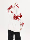 Fashionkova Embroidery Punk Spider Zip Up Hoodie