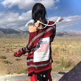 Fashionkova Y2k Aesthetics Off Shoulder Pullover Grunge Gothic Red Striped Sweater Japanese Harajuku Loose Knit Tops American Retro Spring Style 2025