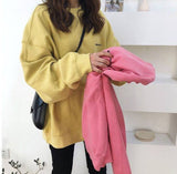Fashionkova Letter Embroidered Solid Color Oversized Sweatshirt