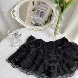 Fashionkova Kawaii Lolita Shorts 2000s Women Girl Lace Tiered Knickers Cake Skirt Safety Short Pants Underpants Pumpkin Bloomers Fairycore Outfit Idea