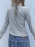 Fashionkova party look inspos Gray Stripe Star Print Casual Y2K Pullover Tee O Neck Basic Slim Long Sleeve Spring Autumn T Shirt Women Preppy Streetwear
