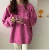 Fashionkova Letter Embroidered Solid Color Oversized Sweatshirt