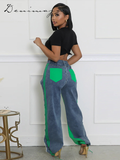 Fashionkova Casual Stripe Contrast Jeans Women Denim High Waist Zipper Loose Jogger Pants Female 2025 Spring Fashion Street Lady Trousers