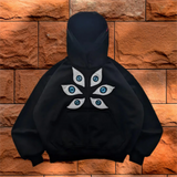 Fashionkova  Y2k 2024 American Eye Patchwork Hoodie New Y2k Harajuku Street Trend Niche Dark Retro Casual Long-sleeved Sweatshirt Demon