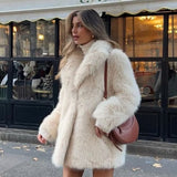 Fashionkova Party Outfit PB&ZA women's clothing 2024 autumn and winter new white artificial fur fur coat coat warm thick advanced