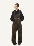 Fashionkova  Party Outfit  Women's Vintage Leopard Jumpsuits Denim Jumpsuit Y2k Harajuku Overalls Korean Streetwear High Waist Wide Jean Pants 90s Clothes