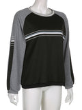 Fashionkova Patchwork Striped Crew Sweatshirt