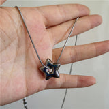 Fashionkova Tarnish Free Stainless Steel Y2K Chunky Star Pendant Necklace for Women Men Unisex Goth Punk Grunge Trend Neck 2024 New Jewelry