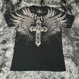Fashionkova 2000s affliction American Retro T shirt Women Red Cotton Round Neck Washed Shirt Hip Hop Couple American Wear Goth T Shirts
