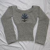 FashionKova-Millennial Fall Vintage Women's knitted Sweater Long sleeve knitted T-shirt Casual off-the-shoulder Fashion Slim Fit T-shirt Emo