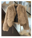 FashionKova-Y2k Winter Clothes Women Outerwears Y2k Coat Bandage Imitation fox fur Harajuku Girl Jacket Korea Kpop Coats Aesthetic Short Top